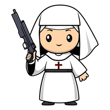 stylish nun holding a gun sticker