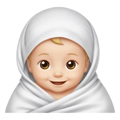 newborn baby smiling in white sheet sticker