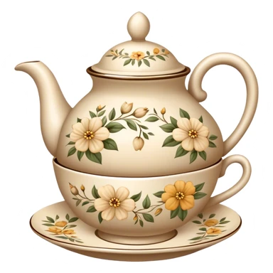 Vintage tea beige with flower design sticker