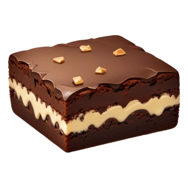 Cinematic Realistic Brownies, rich and dense with a deep chocolate hue, slightly cracked on top revealing the fudgy center, soft light reflecting off the warm surface, a few crumbs scattered around, glowing with an indulgent and comforting texture. sticker
