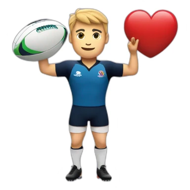 Rugby player and a heart sign with hands sticker