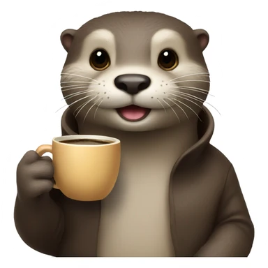Otter holding a mug of coffee sticker