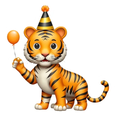 Party Tiger with a party hat and a party popper full body sticker