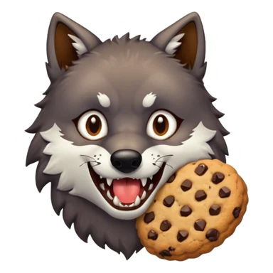 Wolf eating a cookie sticker
