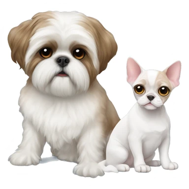 Shih tzu sitting next to Devon Rex  sticker