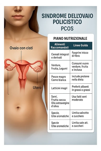 donna con un piano nutrizionale  in 3D immagine medica donna pcos in italiano  sticker