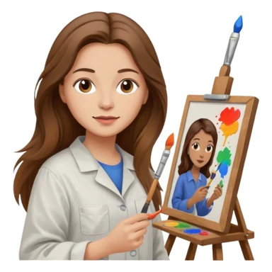 femme brune cheveux long atelier peinture sticker