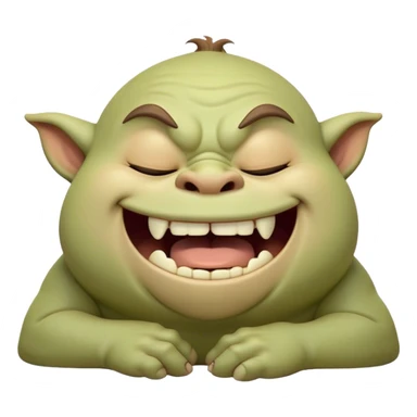Cinematic Cute Yawning Ogre Portrait Emoji, with a surprisingly cuddly, rotund figure in soft earthy greens and browns, head tilted back in a big, gentle yawn exposing a set of comically oversized teeth, simplified yet irresistibly adorable, highly detailed with a soft glowing outline that captures the sleepy charm of a friendly ogre after a long day of gentle mischief! sticker