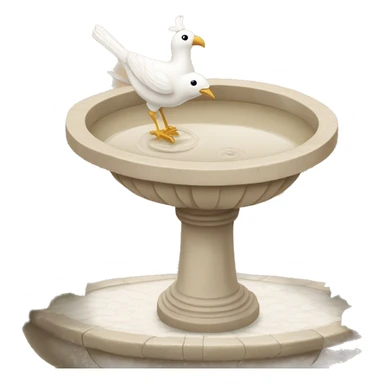 Vintage beige bird bath with a white bird in courtyard  sticker
