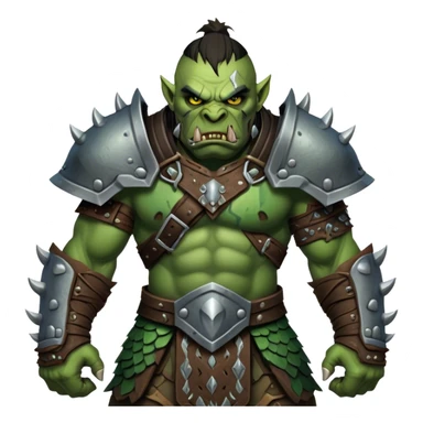 Cinematic Realistic WoW Orc Warrior Portrait, captured in a dynamic, battle-ready stance, muscles bulging beneath intricately detailed tribal armor accented with dark leather and iron. His fierce, determined eyes and battle-scarred green skin are rendered with dramatic natural lighting and high shine, exuding raw, relentless fury in a fierce combat pose. sticker