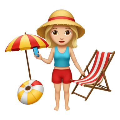 Lady on the beach sticker