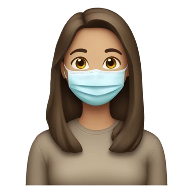 Girl with brown hair with a face mask on sticker