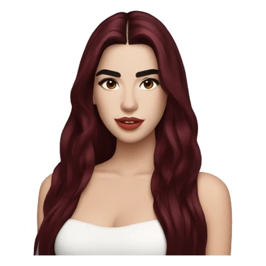 Dua Lipa with dark red long hair sticker
