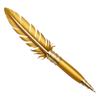 3D perspective academic premium golden ink feather pen sticker