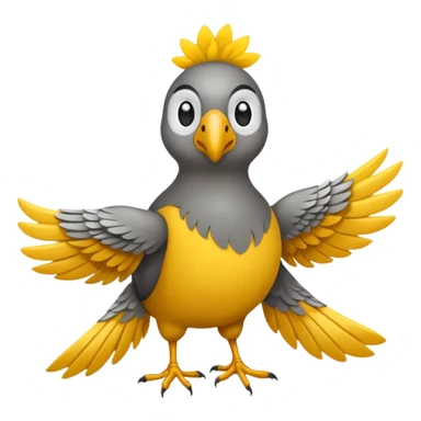 Pássaro com corpo cinza, cabeça amarela, bochechas vermelhas, topete amarelo e cauda cinza longa sticker