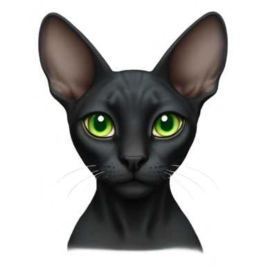 black sphinx cat with green eyes and a white spot on the nose sticker