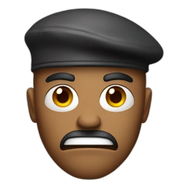 angry man with a beret sticker