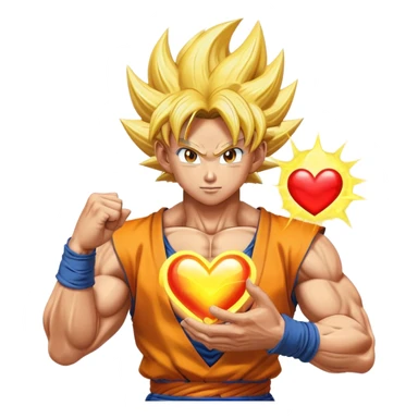super saiyan goku holding up a heart  sticker