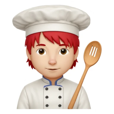 A rat with a fringe, long black hair and chefs and a man with red hair and a chefs hat sticker