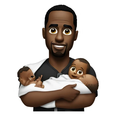 P diddy holding a baby sticker