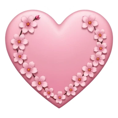 pink heart emoji with subtle sakura petal texture sticker