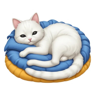 emoji of white sleeping cat with a tail hanging down sticker