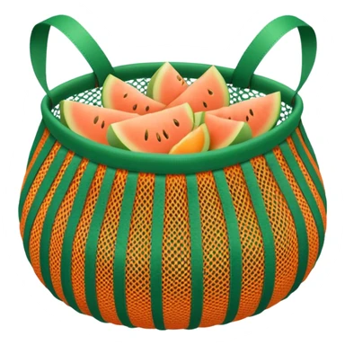 net bag,  mesh storage bag, tote bag, stored with melon it has two knited handles as bag itself sticker