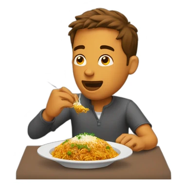 Man eating chicken biryani sticker