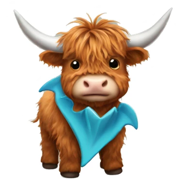 baby highland cow with a shark costume sticker