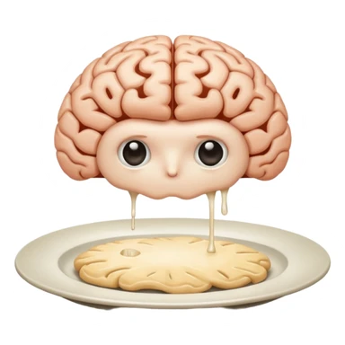 Brain on a plate next to head  sticker
