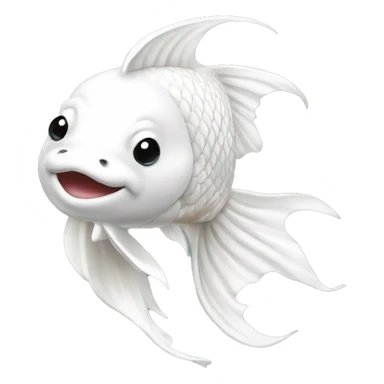 The face forward of an All white koi fish with long flowing fins sticker