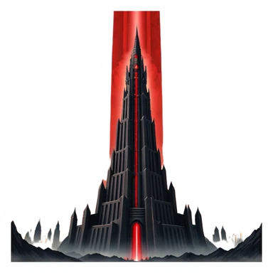 Barad Dúr from Lord of the Rings, Dark, giant Tower, with red laser beams shooting into the sky sticker