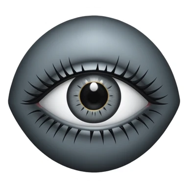 Minimal emoji, gothic futuristic eye, cold grey sclera, the pupil is fully replaced by a solid black number 8 eight, occult cyber aesthetic, sharp clean lines, flat emoji design, centered, transparent background sticker