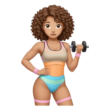 Create dream body girl with big glute and small waist and curly hair with pastel beige gym clothes  sticker