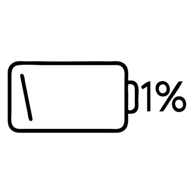 Low battery icon showing 10% power remaining sticker