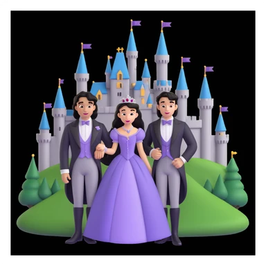 prince and princess Disney dress close up photo in castle background sticker