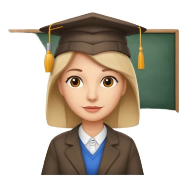 A teacher in a classroom with a hat sticker