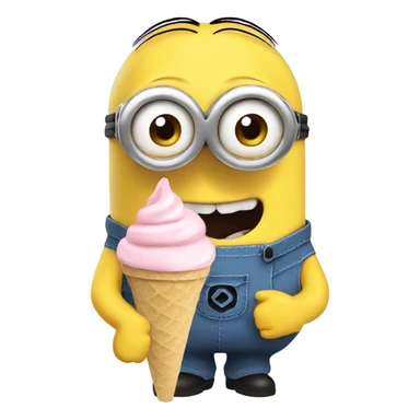 minion eating vanilla icecream cone sticker