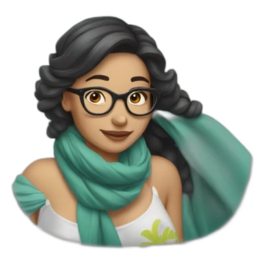 Woman in her 35s, dark hair with glasses and a scarf on her head. It's like I'm going to the beach sticker