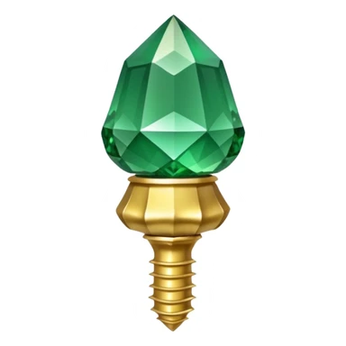 sparkling emerald Acorn like diamond with stem made of gold sticker