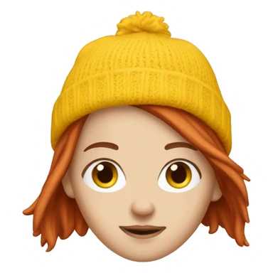White Girl with Auburn hair wearing yellow beanie sticker