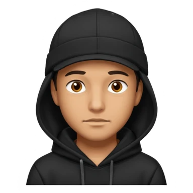 Guy wearing a black hoodie and a black cap his eyes hunter eyes brown and his skin white but tanned  sticker