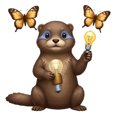 otter with butterflies and light bulb idea sticker