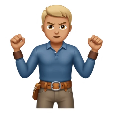 A man angry slanging a belt to someone’s behind sticker