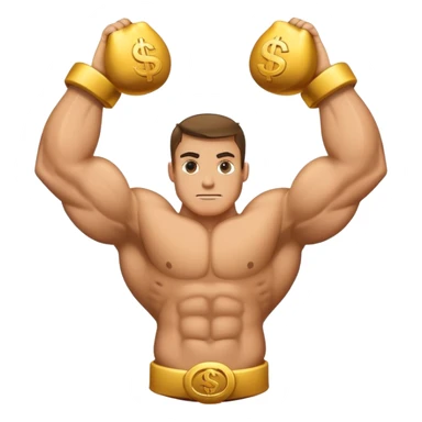 I want money bag with big strong arms from each side. Like its been going to the gym sticker