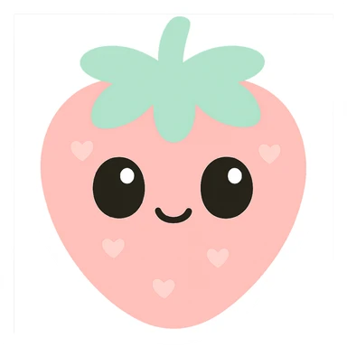 a cute smiling strawberry with big eyes, kawaii style sticker
