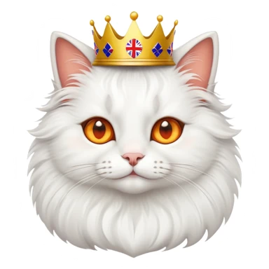 Cat with a crown on its head and also holding a british flag  sticker