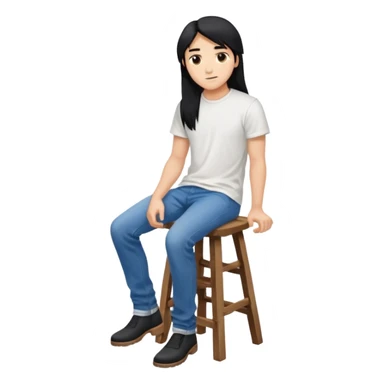 a person sitting on stool with full backward turned

 sticker