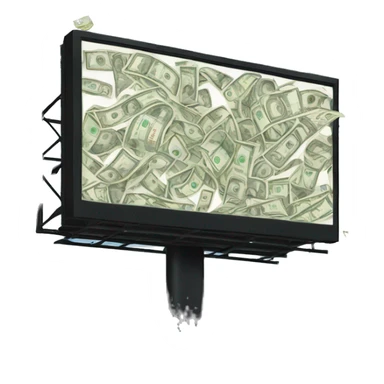 Billboard with raining money sticker