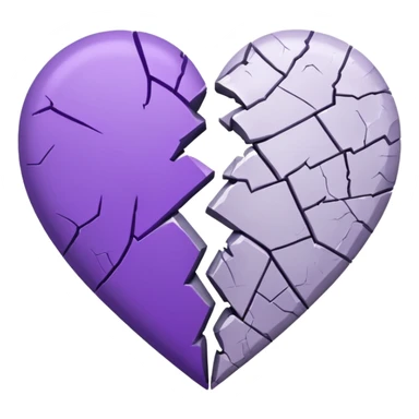 coração quebrado metade branco metade roxo sticker